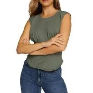 Good American Olive Green Pleated‎ Oversized T-Shirt Size 1(S)